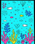 Aqua Marine Life Coral Fish Rug