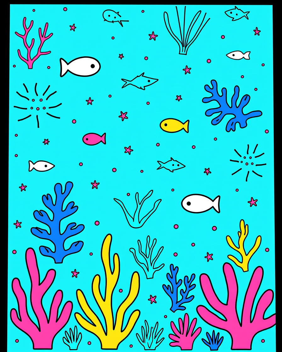 Aqua Marine Life Coral Fish Rug