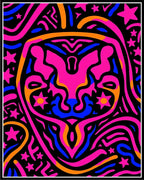 Vibrant Pink Blue Orange Starburst Swirl Rug