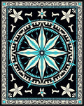 Nautical Black Aqua Starburst Rug