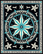Nautical Black Aqua Starburst Rug
