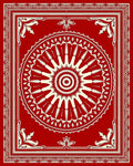 Crimson Sunburst Bordered Medallion Rug