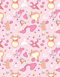 Whimsical Pink Cartoon Character Collage Rug