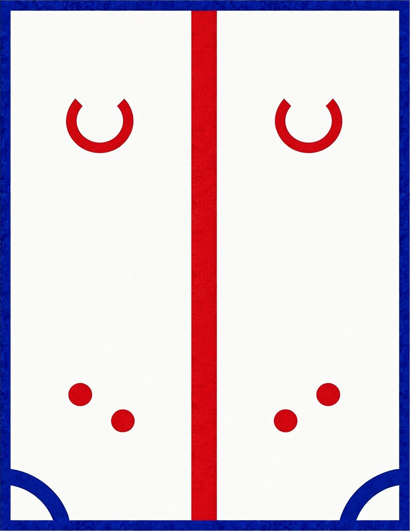 Red Horseshoe Blue Corner Geometric Rug