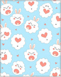 Kawaii White Bunny Clouds Pink Hearts Rug