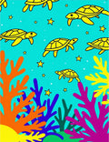 Colorful Ocean Turtle Coral Scene Rug