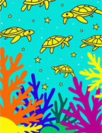 Colorful Ocean Turtle Coral Scene Rug