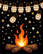 Campfire Night Lanterns Stars Rug