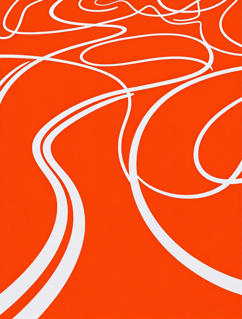 Vibrant Orange Fluid Swirl Rug