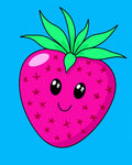 Cute Pink Strawberry With Green Leaves Rug