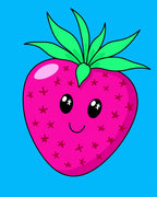 Cute Pink Strawberry With Green Leaves Rug
