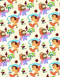 Playful Cartoon Figures In Soft Colors Rug
