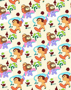 Playful Cartoon Figures In Soft Colors Rug