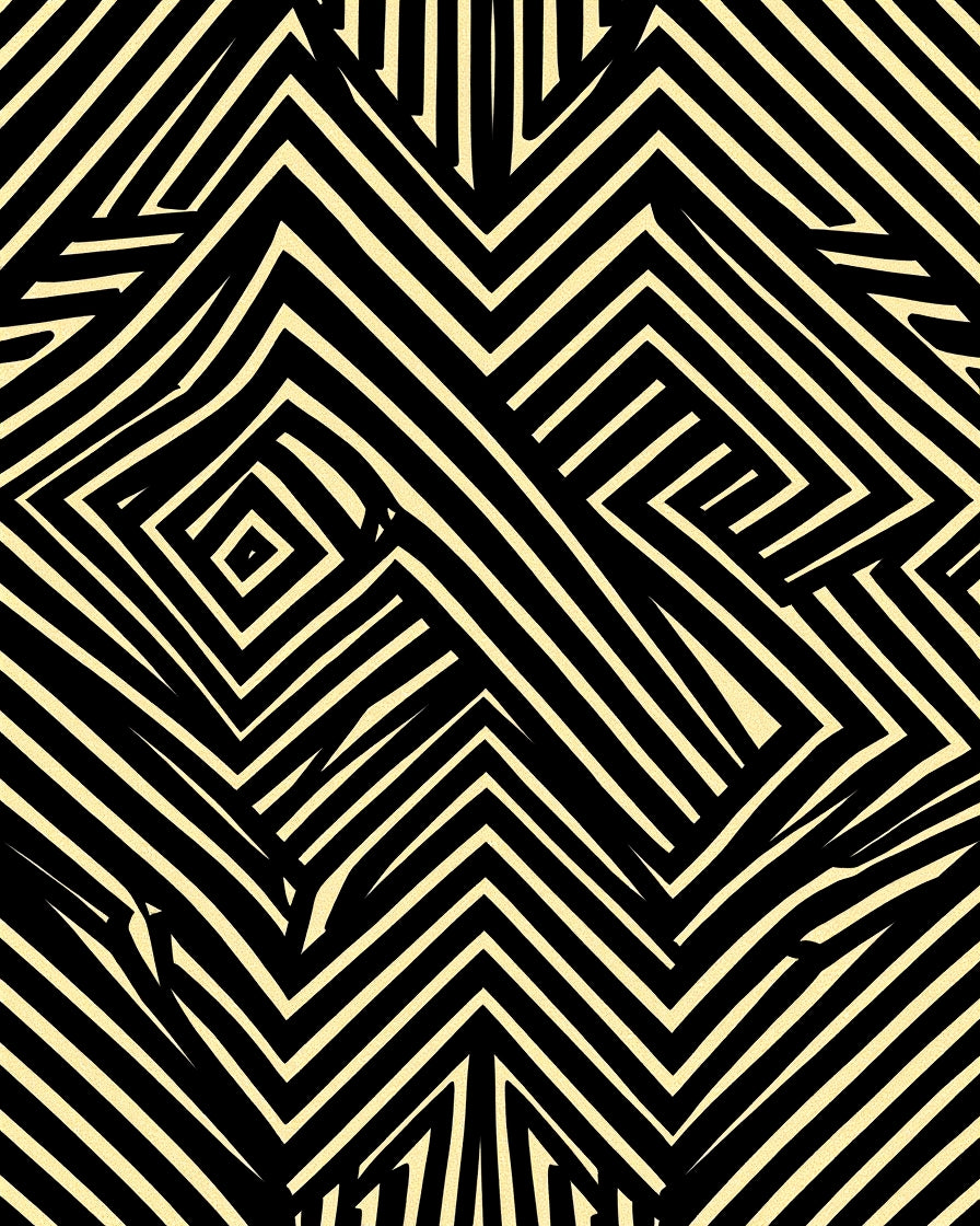 Black Cream Geometric Illusion Rug
