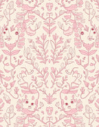 Whimsical Pink Creature Floral Medallion Rug