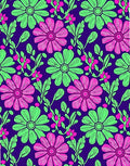 Bold Magenta Green Floral Vines Rug