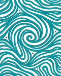 Teal Swirl Abstract Wave Rug
