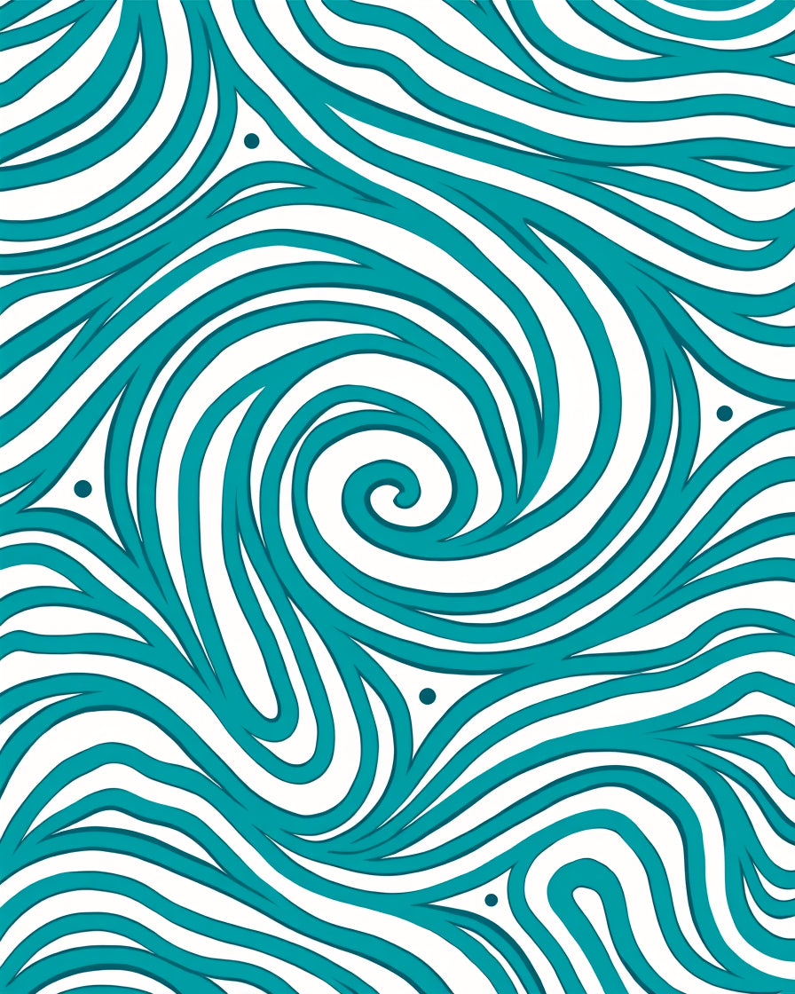 Teal Swirl Abstract Wave Rug