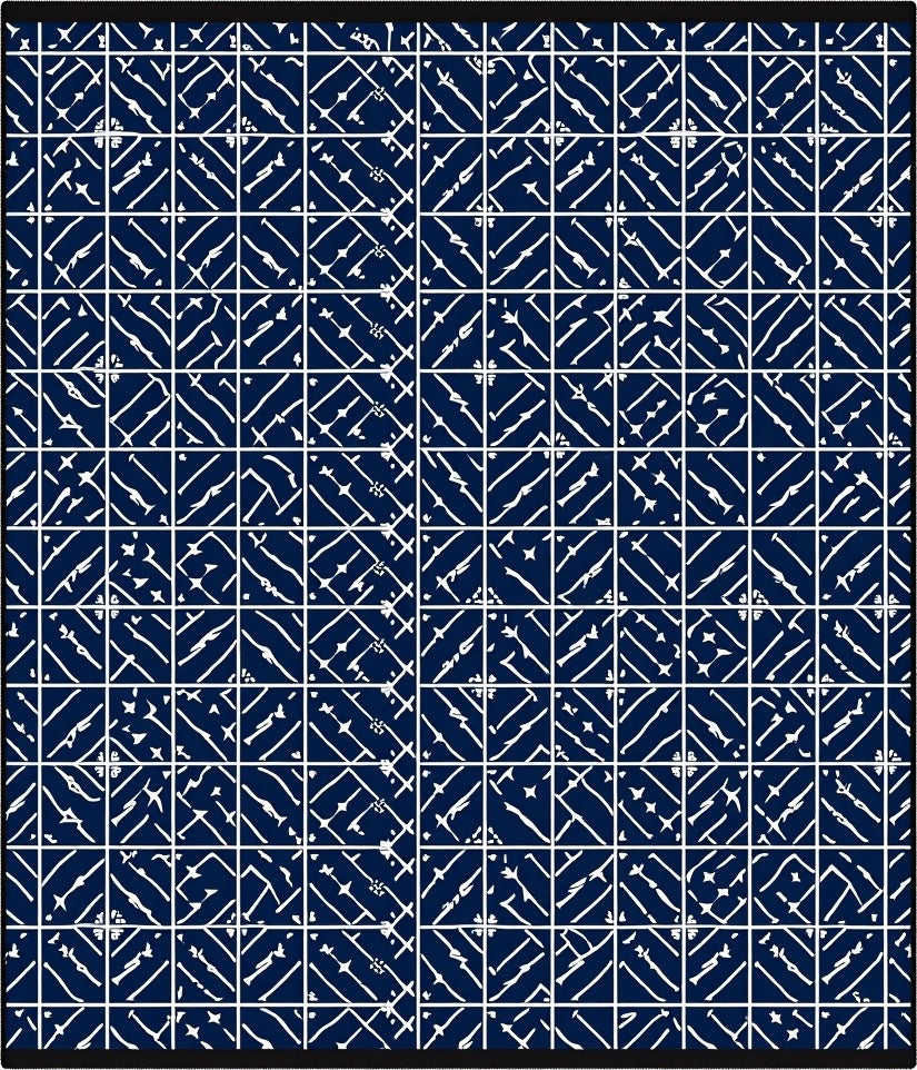 Navy White Scattered Diagonal Squares Rug