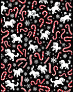 Sweet White Puppy Candy Cane Snowflakes Rug