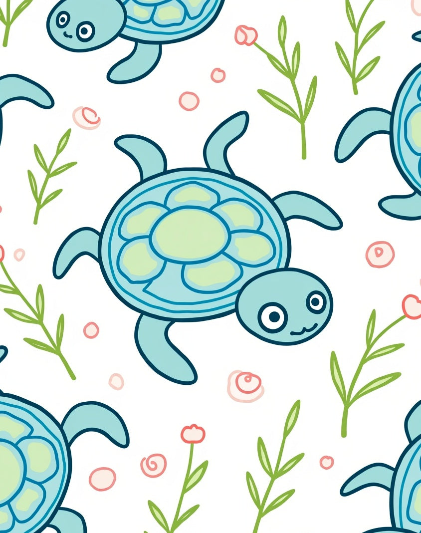 Cute Teal Sea Turtle Garden Rug