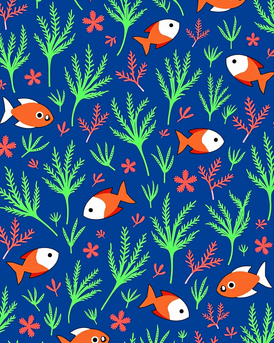 Playful Orange Fish Coral Reef Rug
