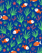 Playful Orange Fish Coral Reef Rug