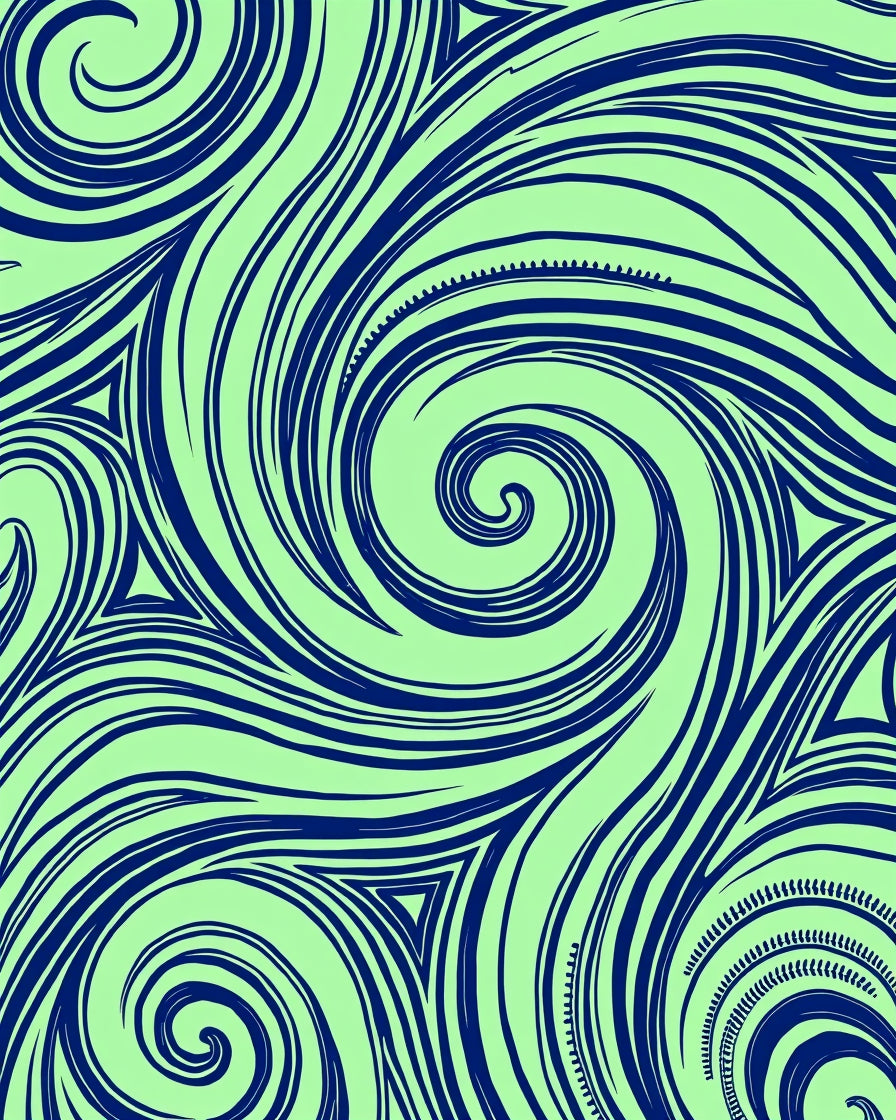 Navy Blue Swirling Abstract Lines Rug