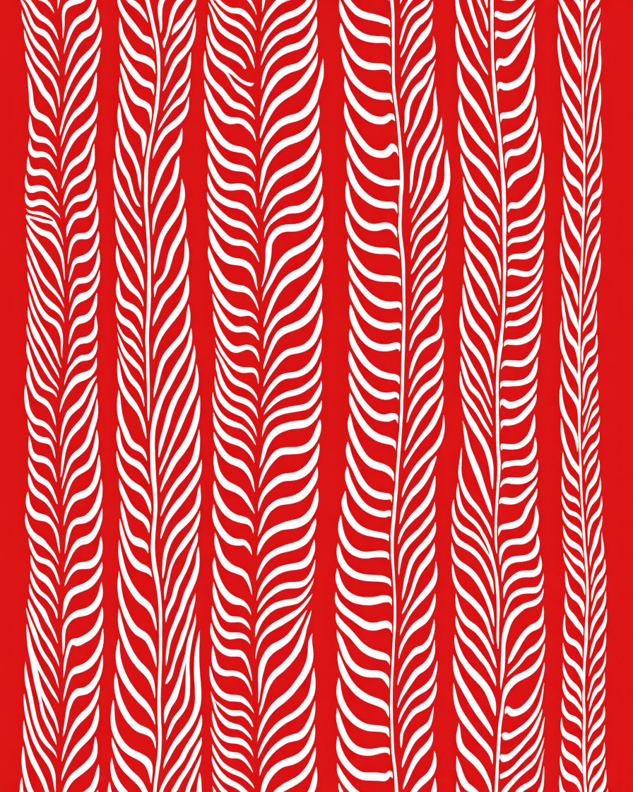 Bold Red White Abstract Stripe Rug