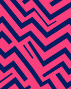 Bold Pink Navy Zigzag Geometric Abstraction Rug