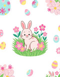Whimsical Easter Bunny Floral Meadow Rug