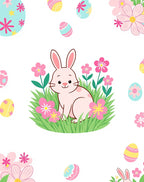 Whimsical Easter Bunny Floral Meadow Rug