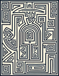 Abstract Black Ivory Maze Artwork Rug