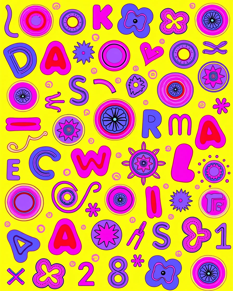 Vibrant Yellow Alphabet Flower Burst Rug