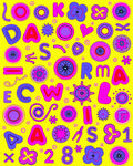 Vibrant Yellow Alphabet Flower Burst Rug