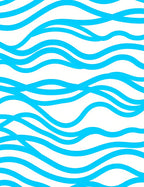 Bright Blue Wavy Lines Rug
