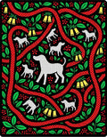 Whimsical White Dogs Green Boughs Rug