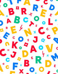 Alphabet Collage Red Blue Yellow Green Rug