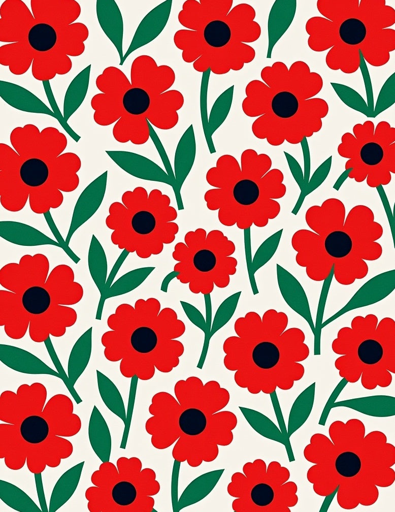 Bold Scarlet Bloom Composition Rug
