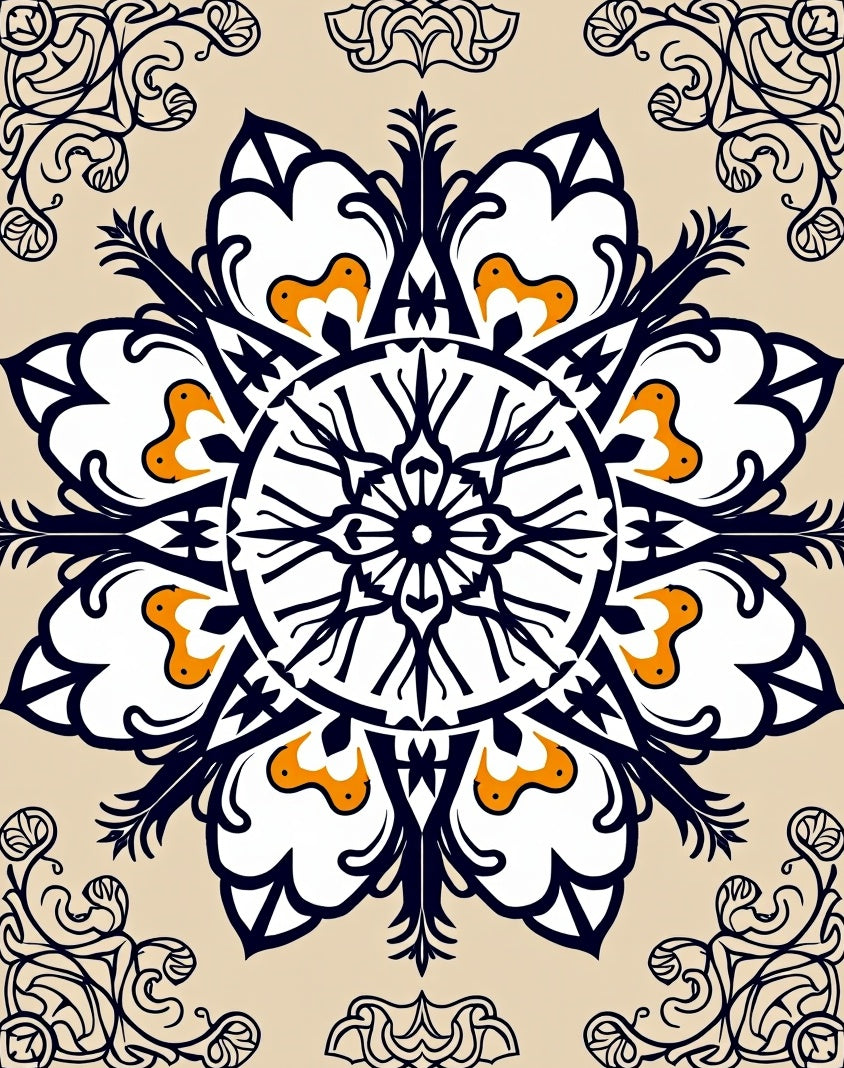 Crimson and Cream Floral Medallion Rug