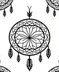 Black Dreamcatcher Feather Mandala Rug