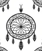 Black Dreamcatcher Feather Mandala Rug