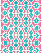 Pink Teal Geometric Floral Medallion Rug