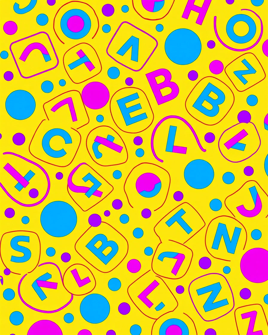 Vibrant Yellow Alphabet Circles Rug