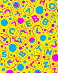 Vibrant Yellow Alphabet Circles Rug