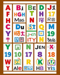 Multicolor Alphabet Number Icons Rug