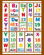 Multicolor Alphabet Number Icons Rug