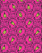 Hot Pink Retro Bottle Motif Rug