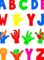 Colorful Alphabet Hands Graphic Rug