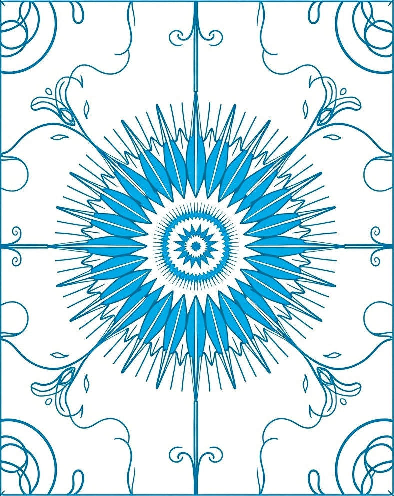 Bold Blue Sunburst Mandala Rug